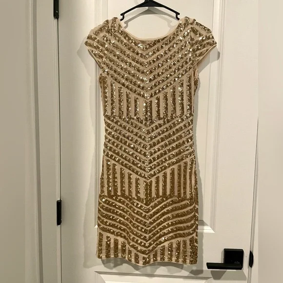 Topshop | Dresses | Topshop Gold Sequin Low Back Dress Nye | Poshmark